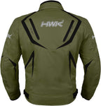 Motorcycle Jacket Riding HWK Mens Textile Motocross Dualsport Racing Hi-Vis Biker CE Armored Waterproof Jackets (Military Green, L)