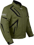 Motorcycle Jacket Riding HWK Mens Textile Motocross Dualsport Racing Hi-Vis Biker CE Armored Waterproof Jackets (Military Green, L)