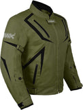 Motorcycle Jacket Riding HWK Mens Textile Motocross Dualsport Racing Hi-Vis Biker CE Armored Waterproof Jackets (Military Green, L)