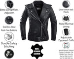 Ladies Leather Motorcycle Jacket for Women Classic Vintage Cafe Racer Brando Biker Jacket