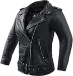 Ladies Leather Motorcycle Jacket for Women Classic Vintage Cafe Racer Brando Biker Jacket